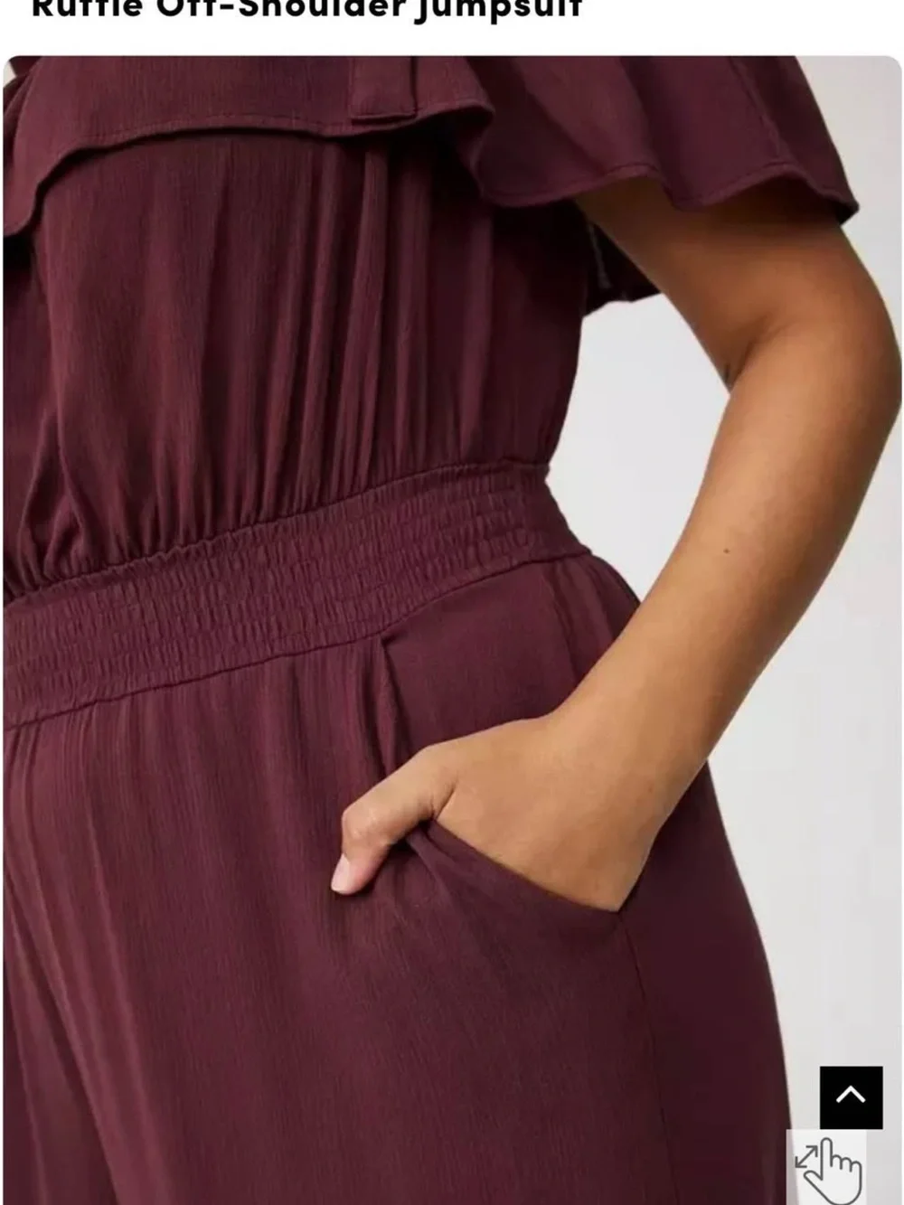torrid NWT Off-Shoulder Ruffle Wide-Leg Jumpsuit - Burgundy